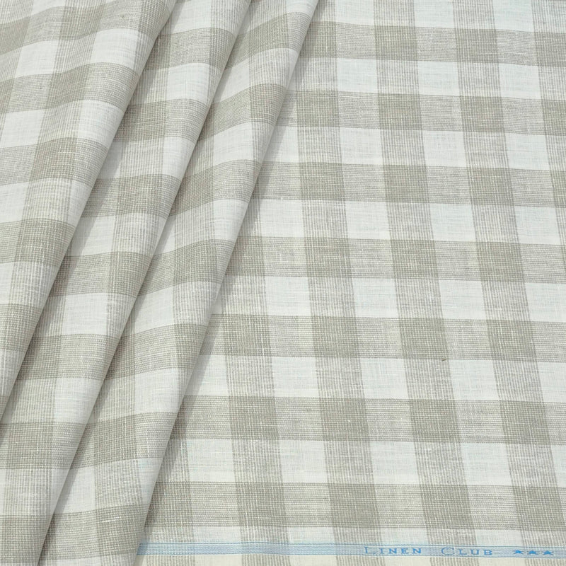 Shirt & Kurta Fabric Linen Club Pure Linen Broad Check Colour Light Brown