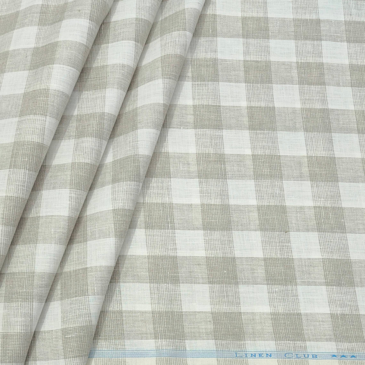Shirt Fabric Linen Club Pure Linen Broad Check Colour Light Brown