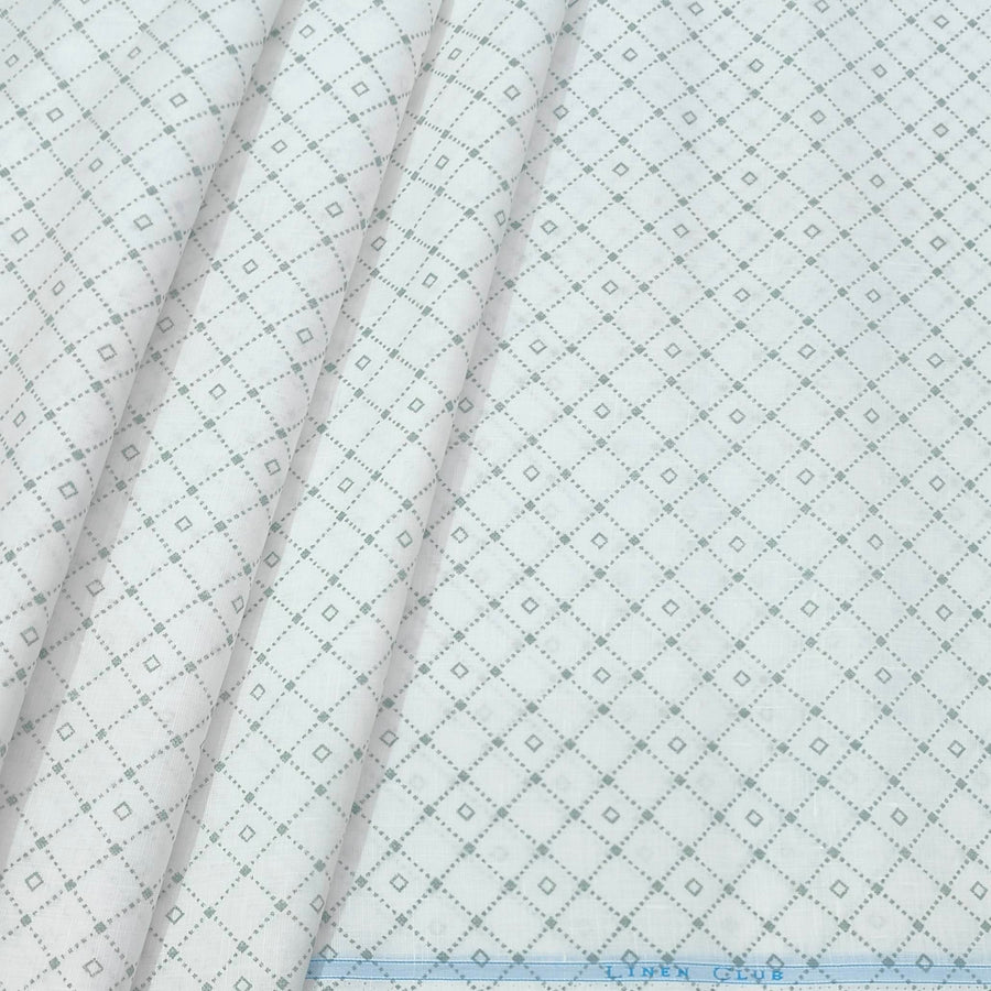 Shirt Fabric Linen Club Linen Blended Printed Colour Light Green N White