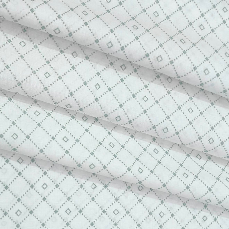Shirt Fabric Linen Club Linen Blended Printed Colour Light Green N White