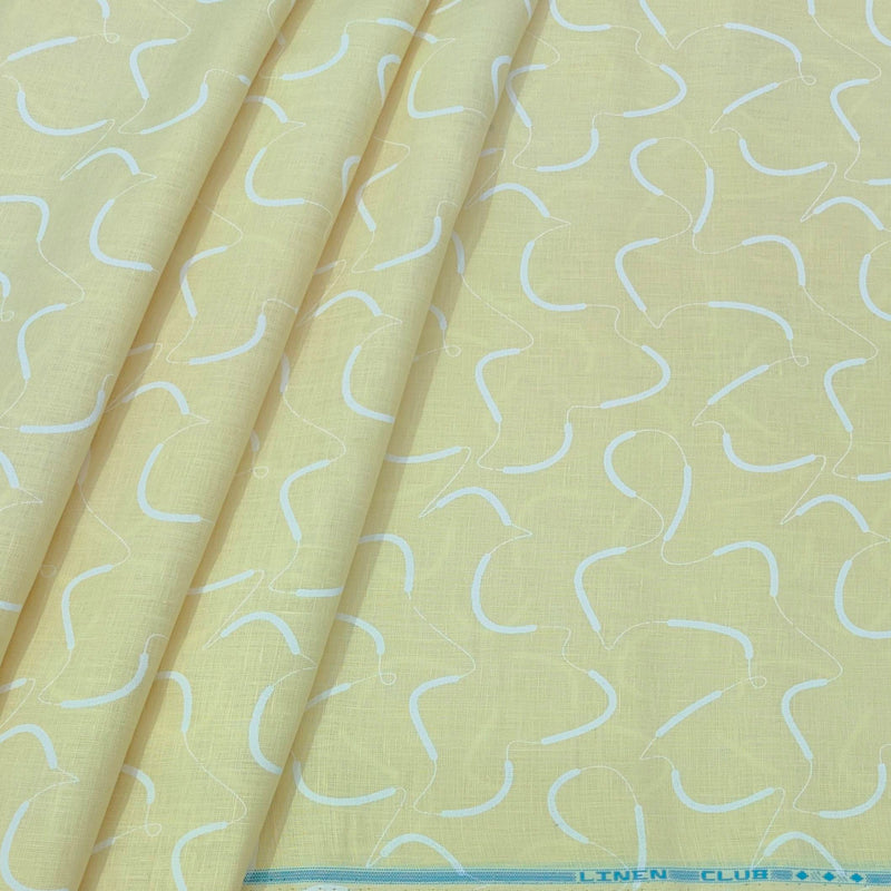 Shirt Fabric Linen Club Pure Linen Printed Colour Blond Yellow