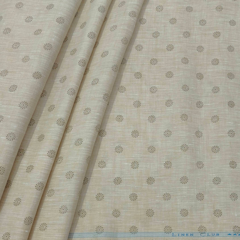 Shirt Fabric Linen Club Pure Linen Printed Colour Light Brown