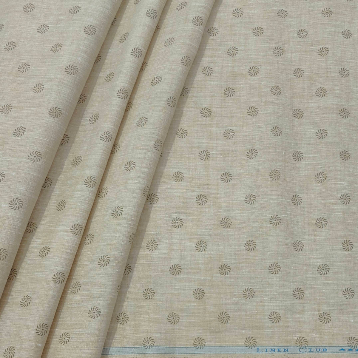 Shirt Fabric Linen Club Pure Linen Printed Colour Light Brown