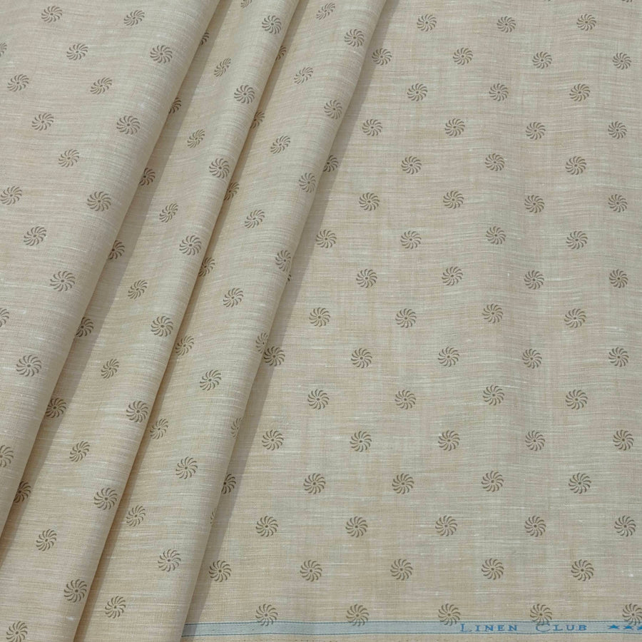 Shirt Fabric Linen Club Pure Linen Printed Colour Light Brown