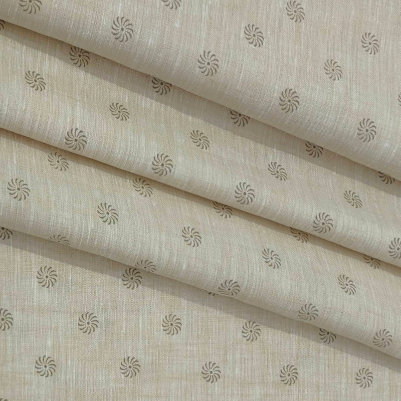 Shirt Fabric Linen Club Pure Linen Printed Colour Light Brown