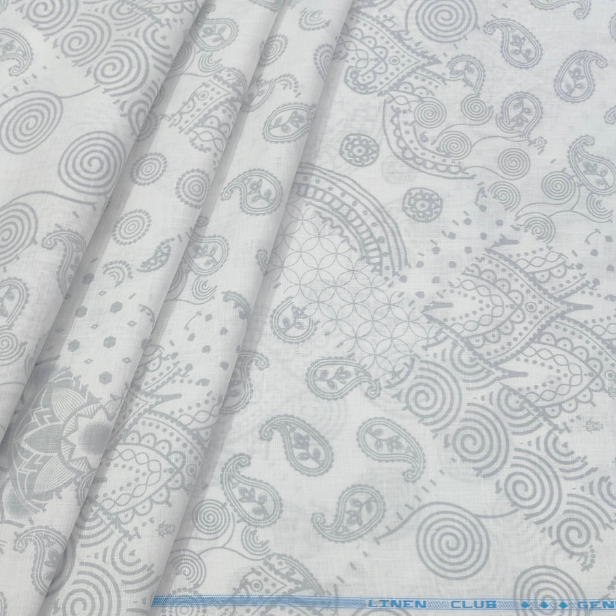 Shirt Fabric Linen Club Pure Linen Printed Colour Light Grey N White