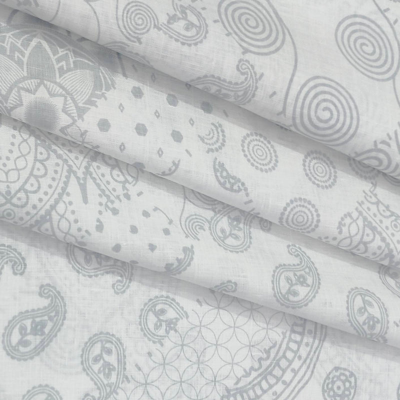 Shirt Fabric Linen Club Pure Linen Printed Colour Light Grey N White