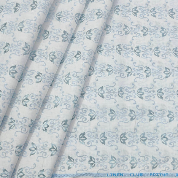 Shirt N kurta Fabric Linen Club Linen Blended Printed Colour Green N Light Blue