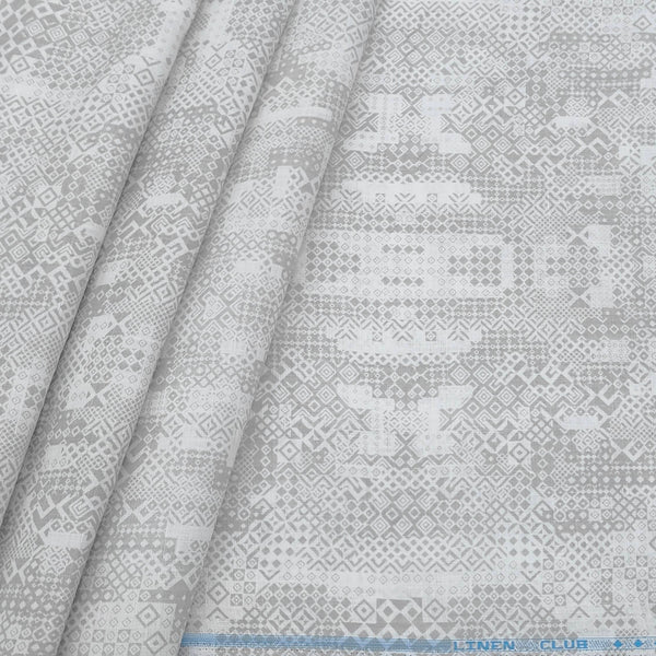 Shirt & Kurta Fabric Linen Club Pure Linen Printed Colour Grey N White