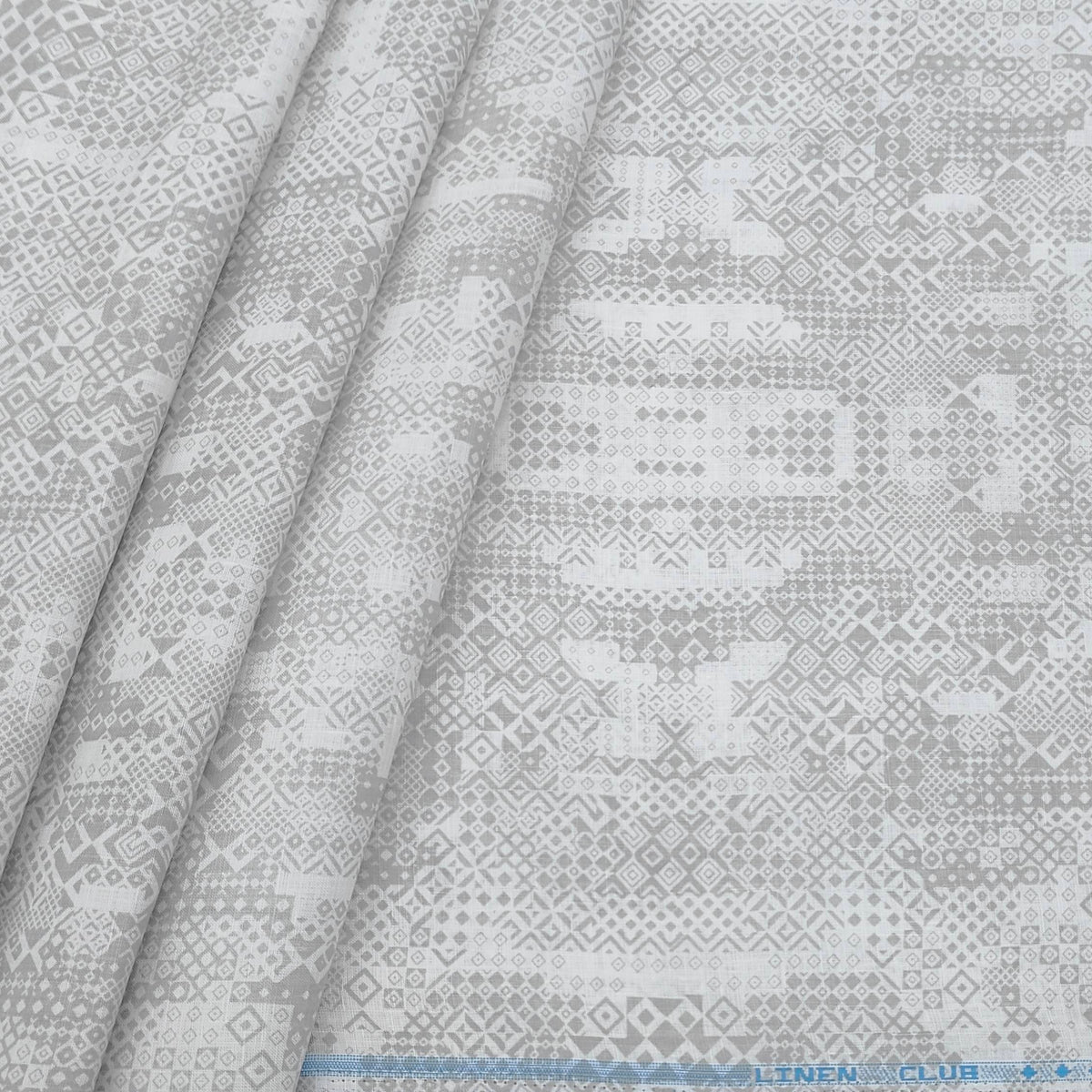 Shirt Fabric Linen Club Pure Linen Printed Colour Grey N White