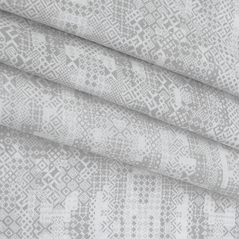 Shirt & Kurta Fabric Linen Club Pure Linen Printed Colour Grey N White