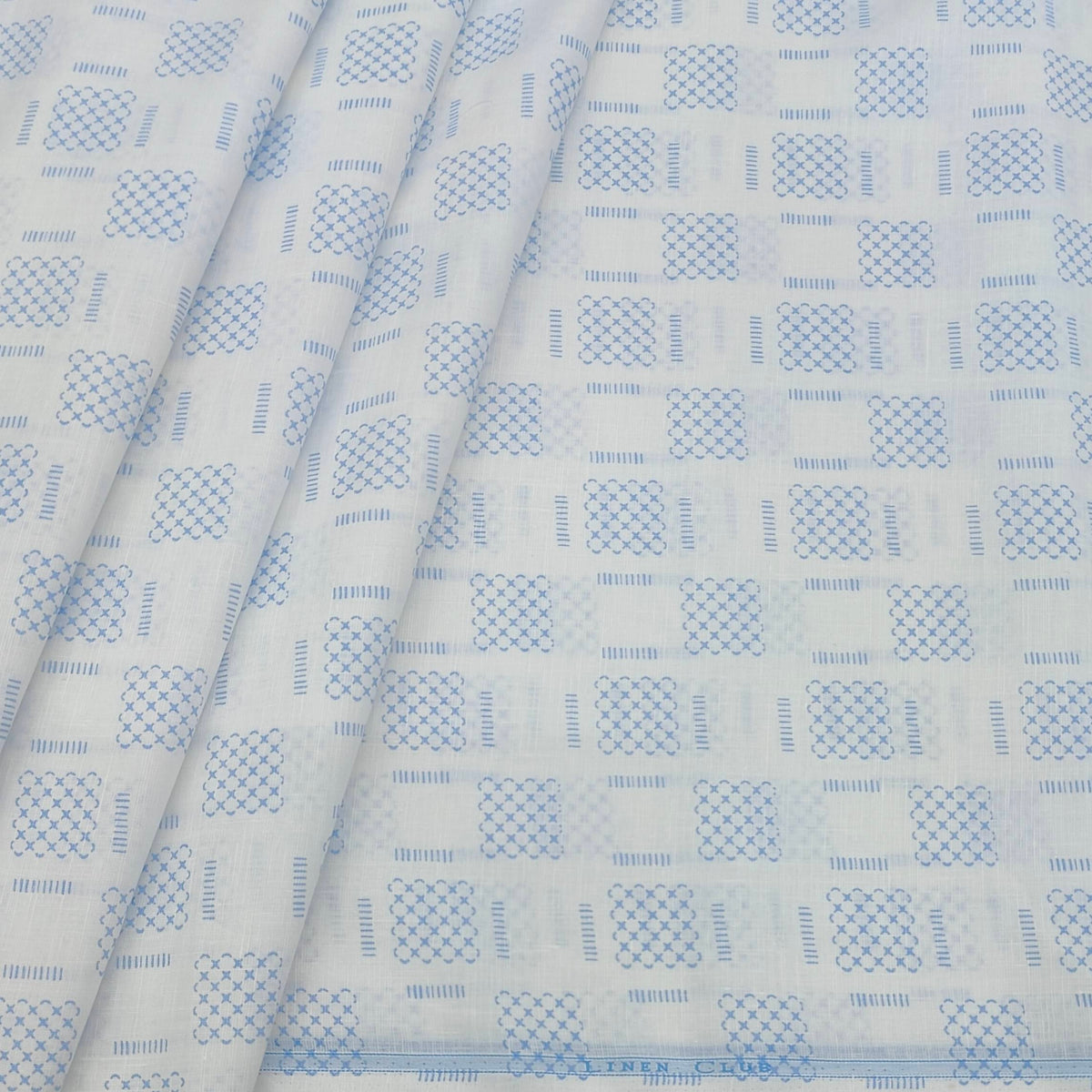 Shirt Fabric Linen Club Linen Blended Printed Colour Light Blue