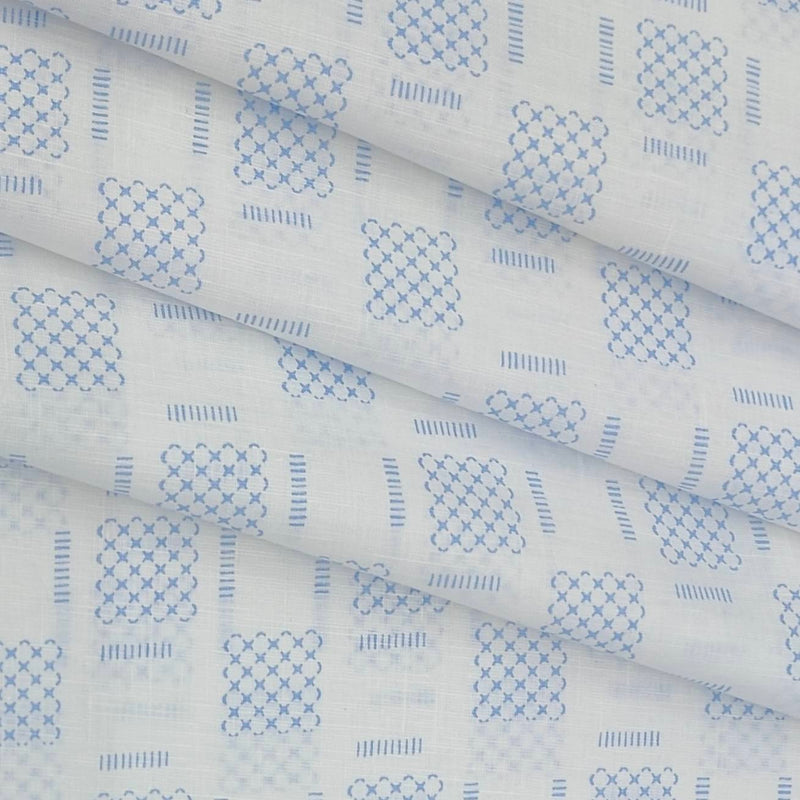 Shirt N kurta Fabric Linen Club Linen Blended Printed Colour Light Blue
