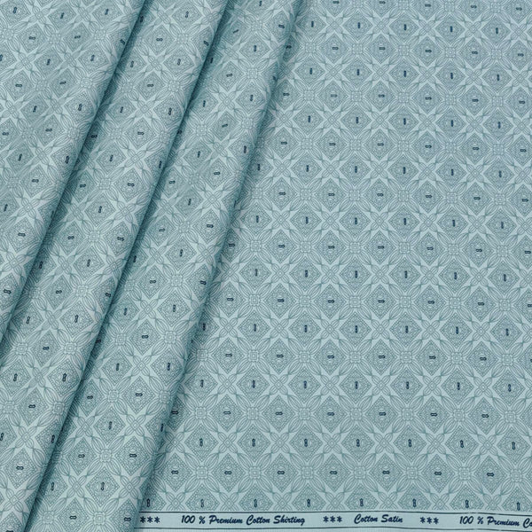 Shirt Fabric ManTire Giza Cotton Printed Colour Aqua Green