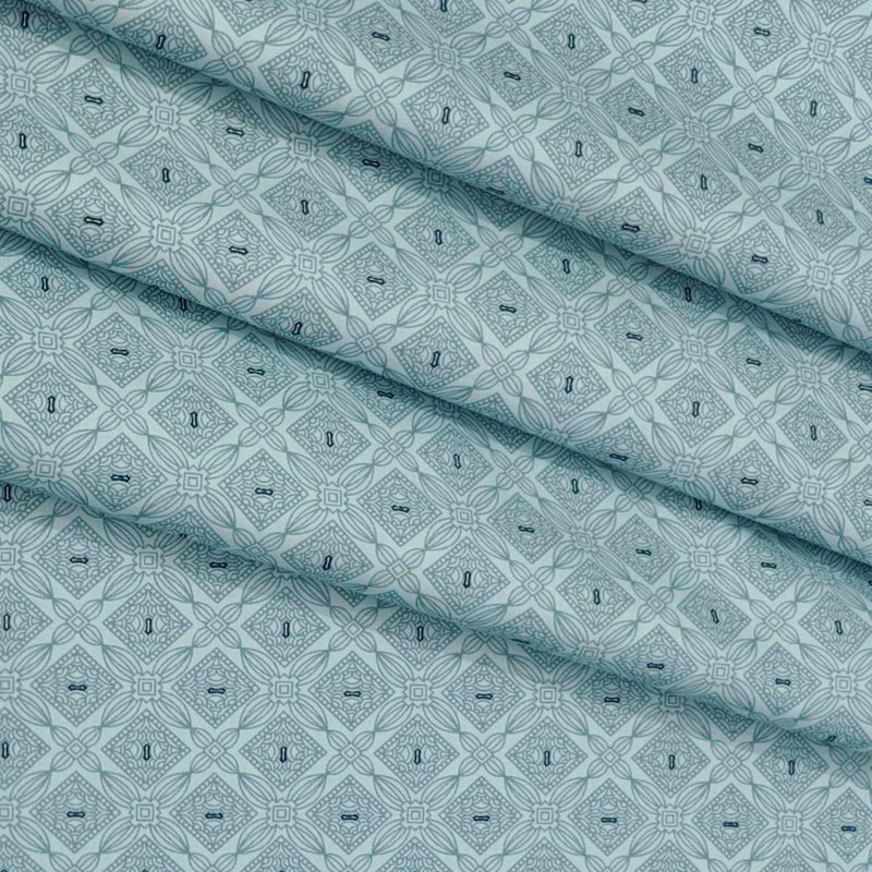 Shirt Fabric ManTire Giza Cotton Printed Colour Aqua Green