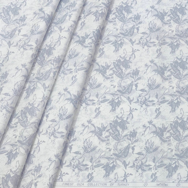 Shirt Fabric ManTire Giza Cotton Printed Colour Dusty Blue