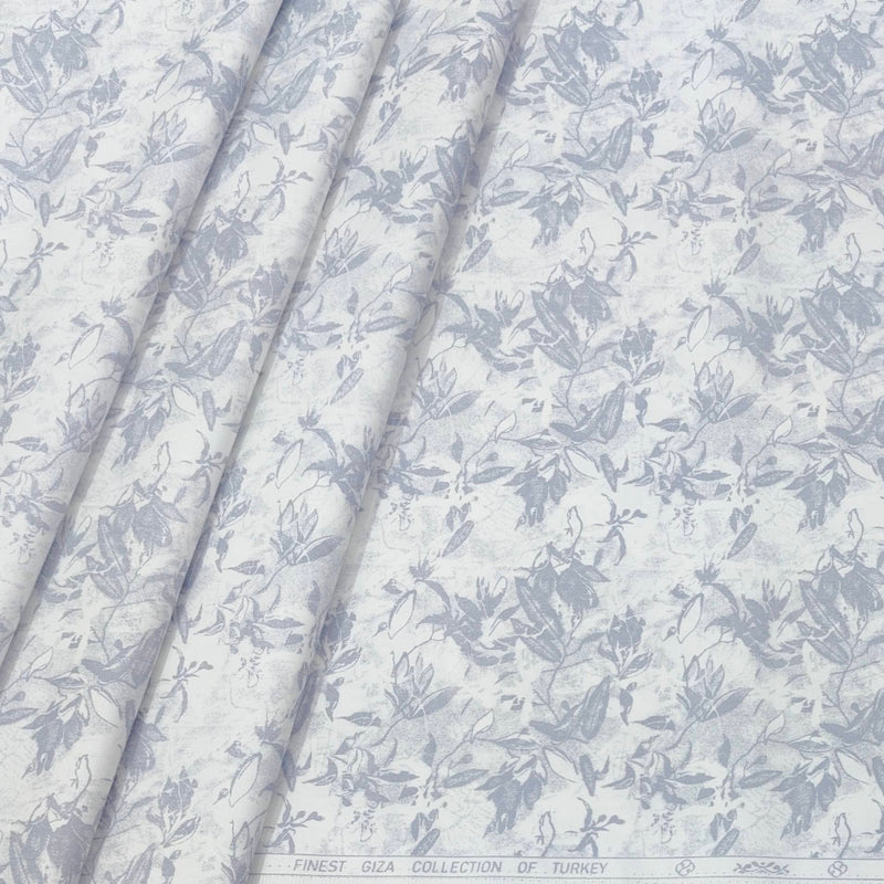 Shirt Fabric ManTire Giza Cotton Printed Colour Dusty Blue