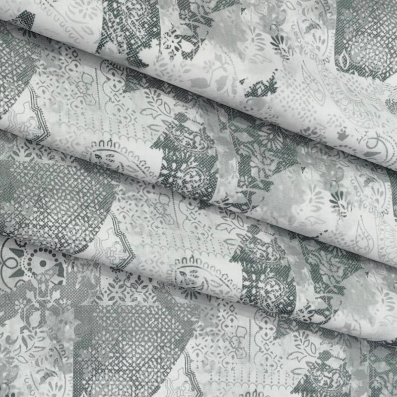Shirt Fabric ManTire Giza Cotton Digital Print Colour Grey N White