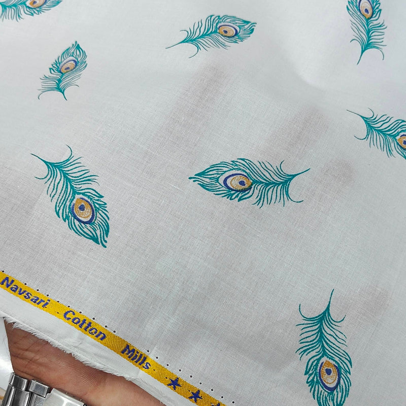 Shirt n Kurta Fabric Stiff Pure Cotton Check Premium Colour White