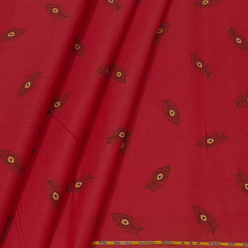 SHIRT N KURTA FABRIC STIFF PURE COTTON PRINT PREMIUM COLOUR RED view 2