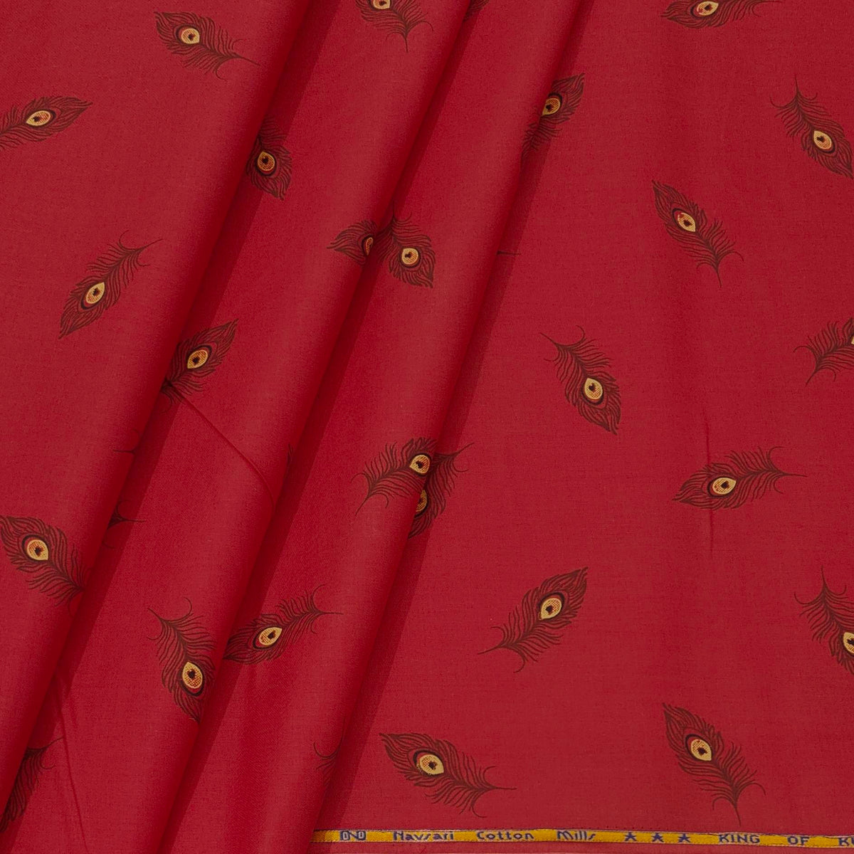 Shirt n Kurta Fabric Stiff Pure Cotton Print Premium Colour Red