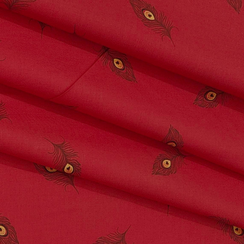 SHIRT N KURTA FABRIC STIFF PURE COTTON PRINT PREMIUM COLOUR RED view 3