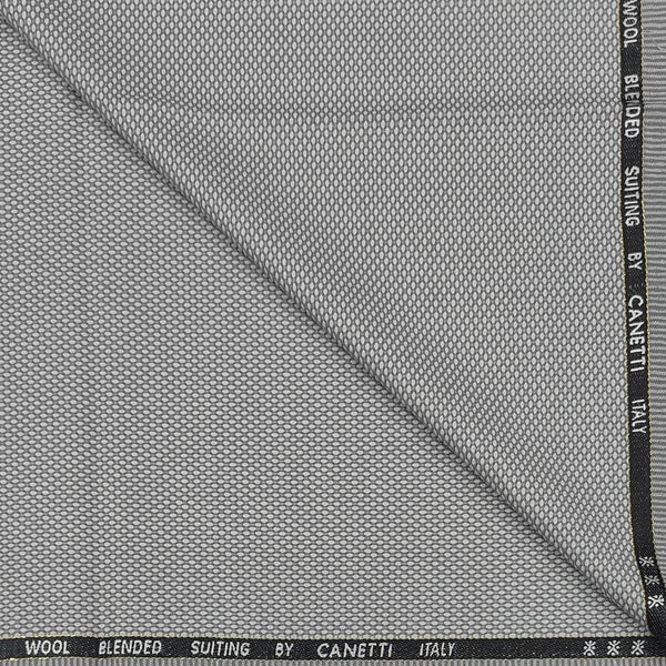 Trouser Fabric Canetti Italy Merino 100s Wool Blend Dobby Colour Light Grey