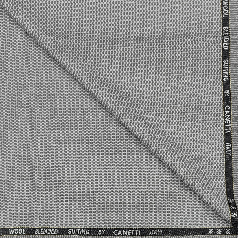 Trouser Fabric Canetti Italy Merino 100s Wool Blend Dobby Colour Light Grey