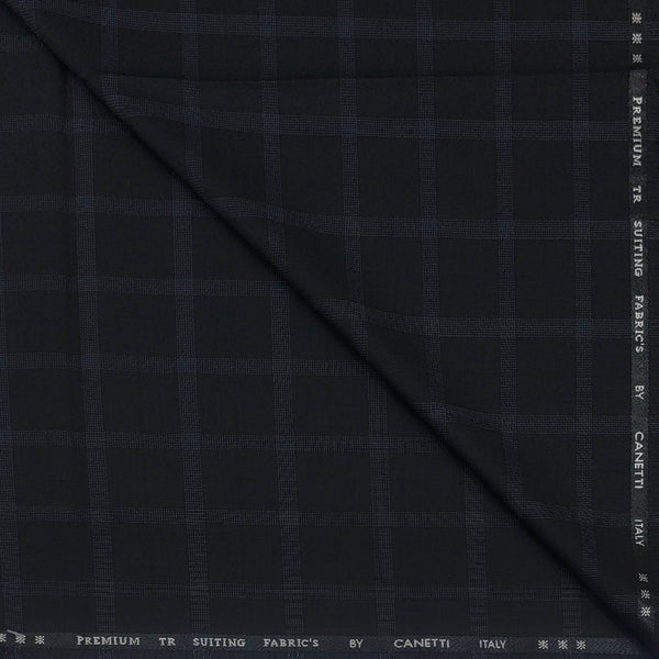Trouser Fabric Canetti Italy Luxury TR Broad Check Colour Black