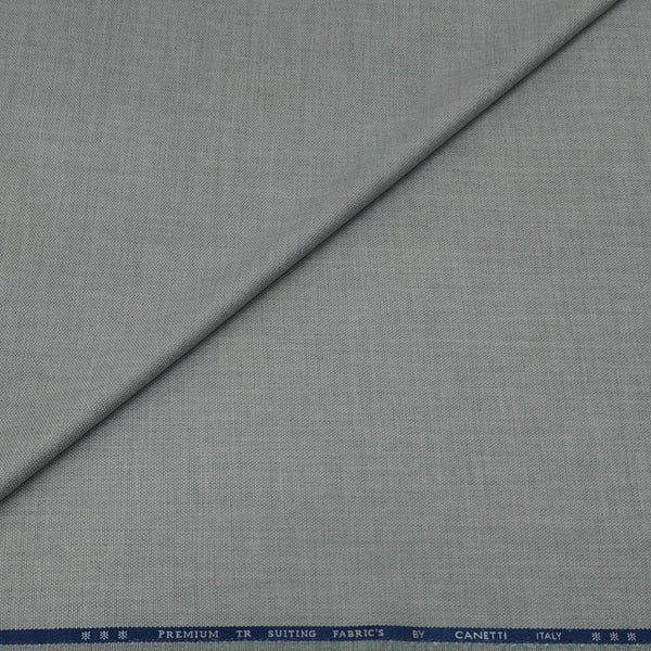 Trouser Fabric Canetti Italy Merino 100s Wool Blend Jacquard Check Colour Ash Grey