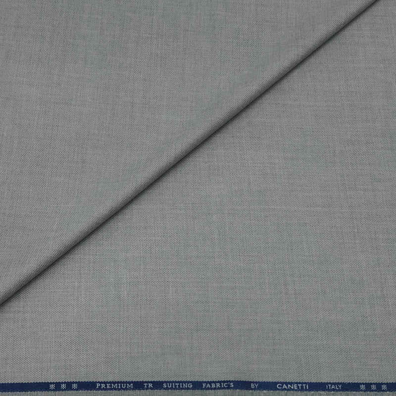 Trouser Fabric Canetti Italy Merino 100s Wool Blend Jacquard Check Colour Ash Grey