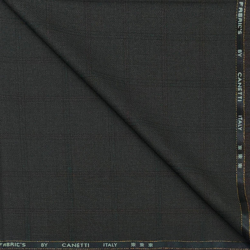 Trouser Fabric Canetti Italy Luxury TR Broad Check Colour Brownish Green