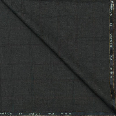 Trouser Fabric Canetti Italy Luxury TR Broad Check Colour Brownish Green