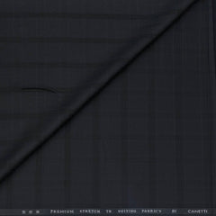 Trouser Fabric Canetti Italy Luxury TR Check Colour Black N Dark Blue