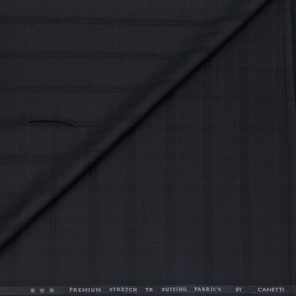 Trouser Fabric Canetti Italy Luxury TR Check Colour Black N Dark Blue