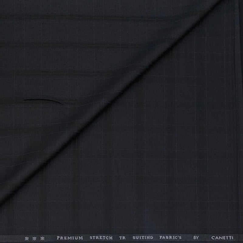 Trouser Fabric Canetti Italy Luxury TR Check Colour Black N Dark Blue