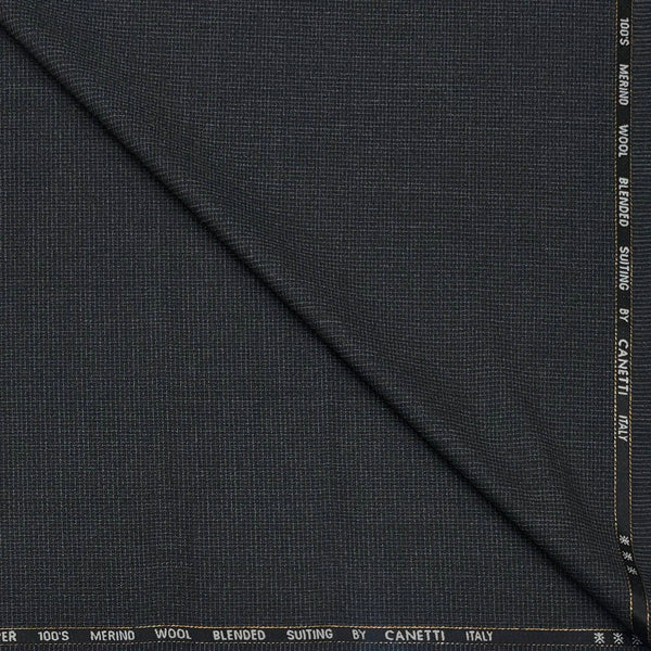 Trouser Fabric Canetti Italy Merino 100s Wool Blend Pin Check Colour Blackish Grey