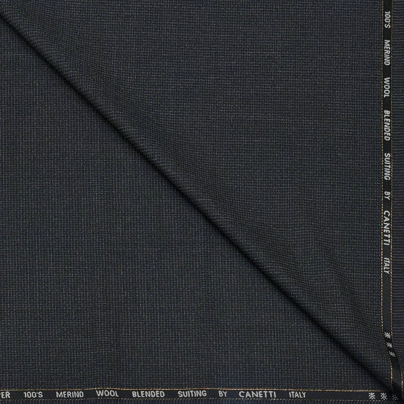 Trouser Fabric Canetti Italy Merino 100s Wool Blend Pin Check Colour Blackish Grey