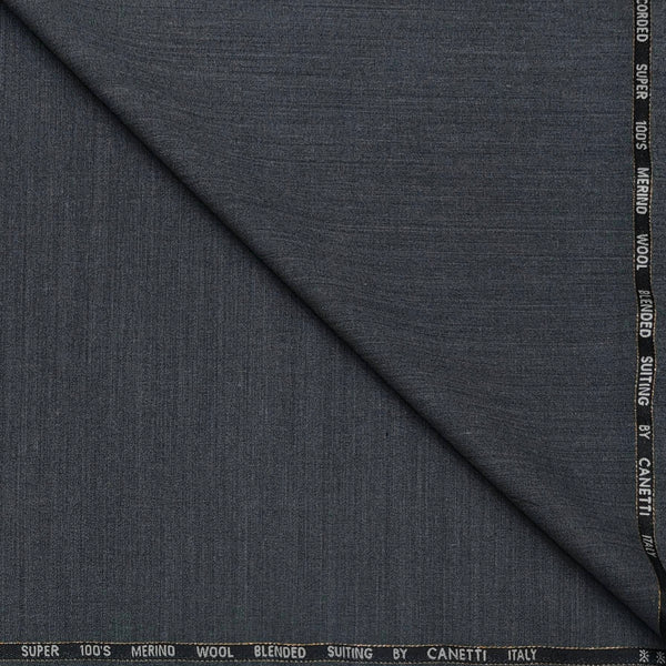 Trouser Fabric Canetti Italy Merino 100s Wool Blend Slub Colour Grey
