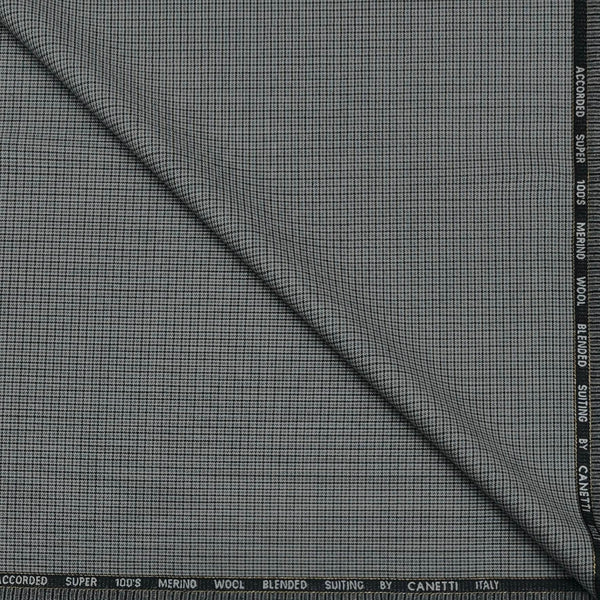 Trouser Fabric Canetti Italy Merino 100s Wool Blend Pin Check Colour Greenish Grey