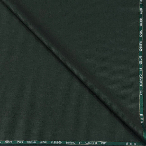 Trouser Fabric Canetti Italy Merino 100s Wool Blend Dotted Colour Seaweed Green