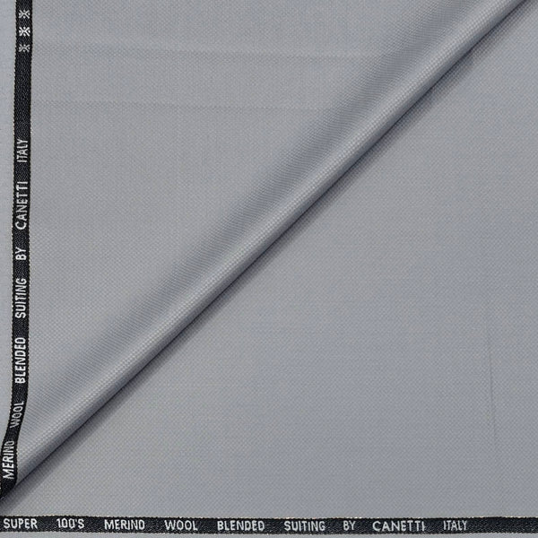 Trouser Fabric Canetti Italy Merino 100s Wool Blend Dotted Colour Light Silver Grey