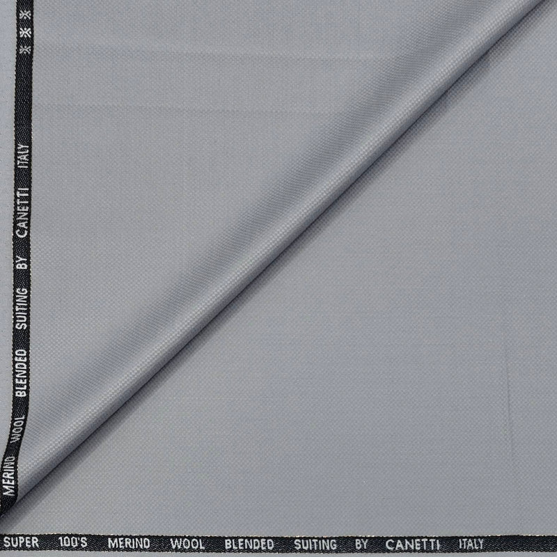Trouser Fabric Canetti Italy Merino 100s Wool Blend Dotted Colour Light Silver Grey