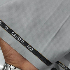 Trouser Fabric Canetti Italy Merino 100s Wool Blend Dotted Colour Light Silver Grey