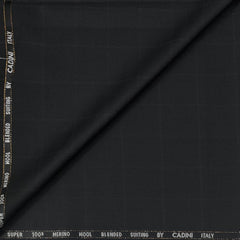 Trouser Fabric Canetti Italy Merino 100s Wool Blend Check Colour Crow Black