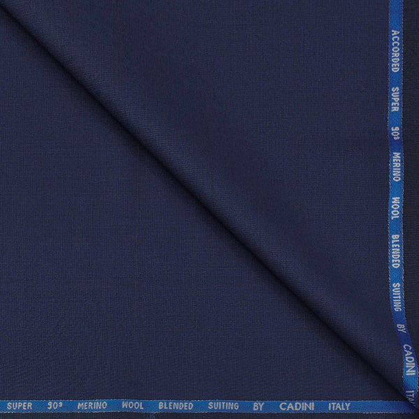 Trouser Fabric Canetti Italy Merino 100s Wool Blend Check Colour Royal Blue