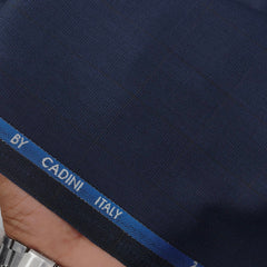 Trouser Fabric Canetti Italy Merino 100s Wool Blend Check Colour Royal Blue
