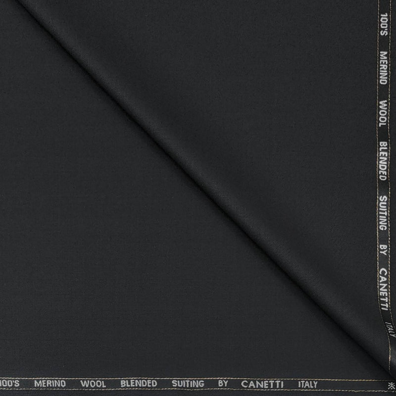 Trouser Fabric Canetti Italy Merino 100s Wool Blend Self Lining Colour Black