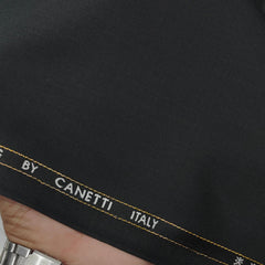 Trouser Fabric Canetti Italy Merino 100s Wool Blend Self Lining Colour Black