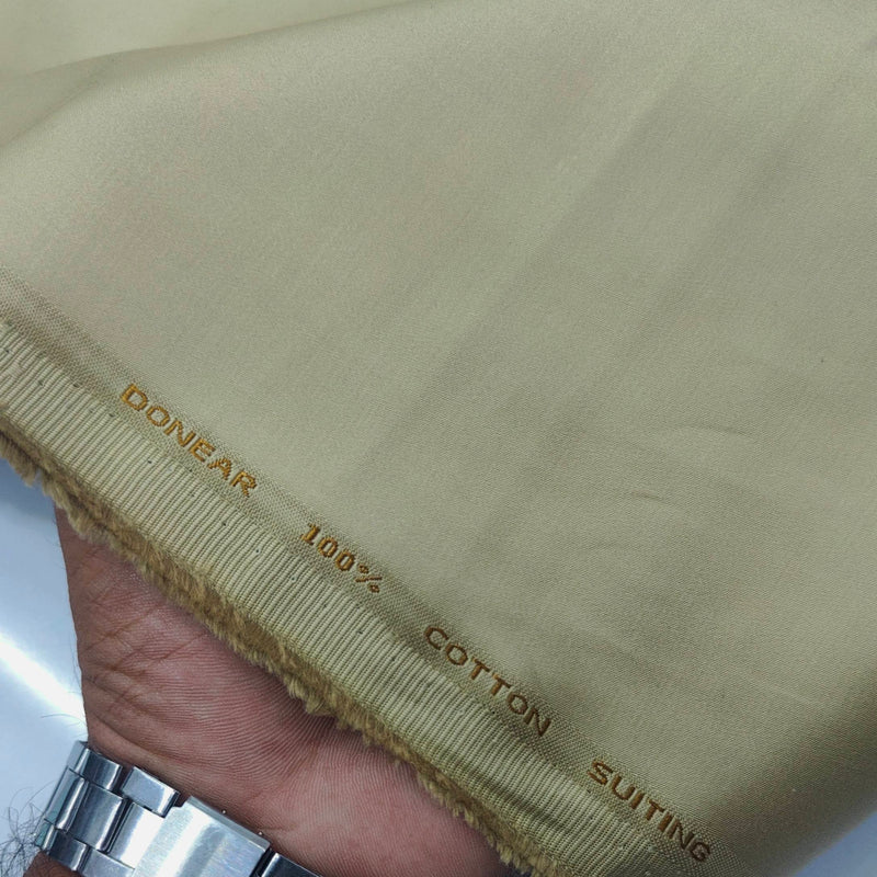 Trouser Fabric Donear Pure Cotton Plain Colour Greenish Brown